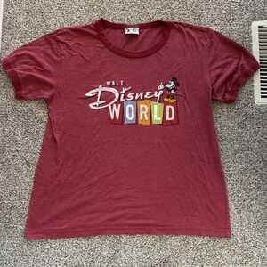 Disney vintage Burgundy T-Shirt with Multicolor World Logo